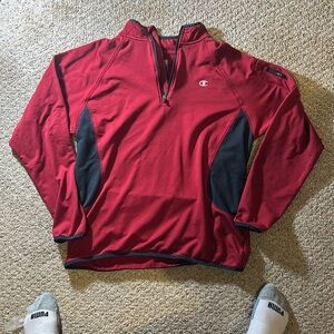 Large Champion Red Athletic Quarter Zip
